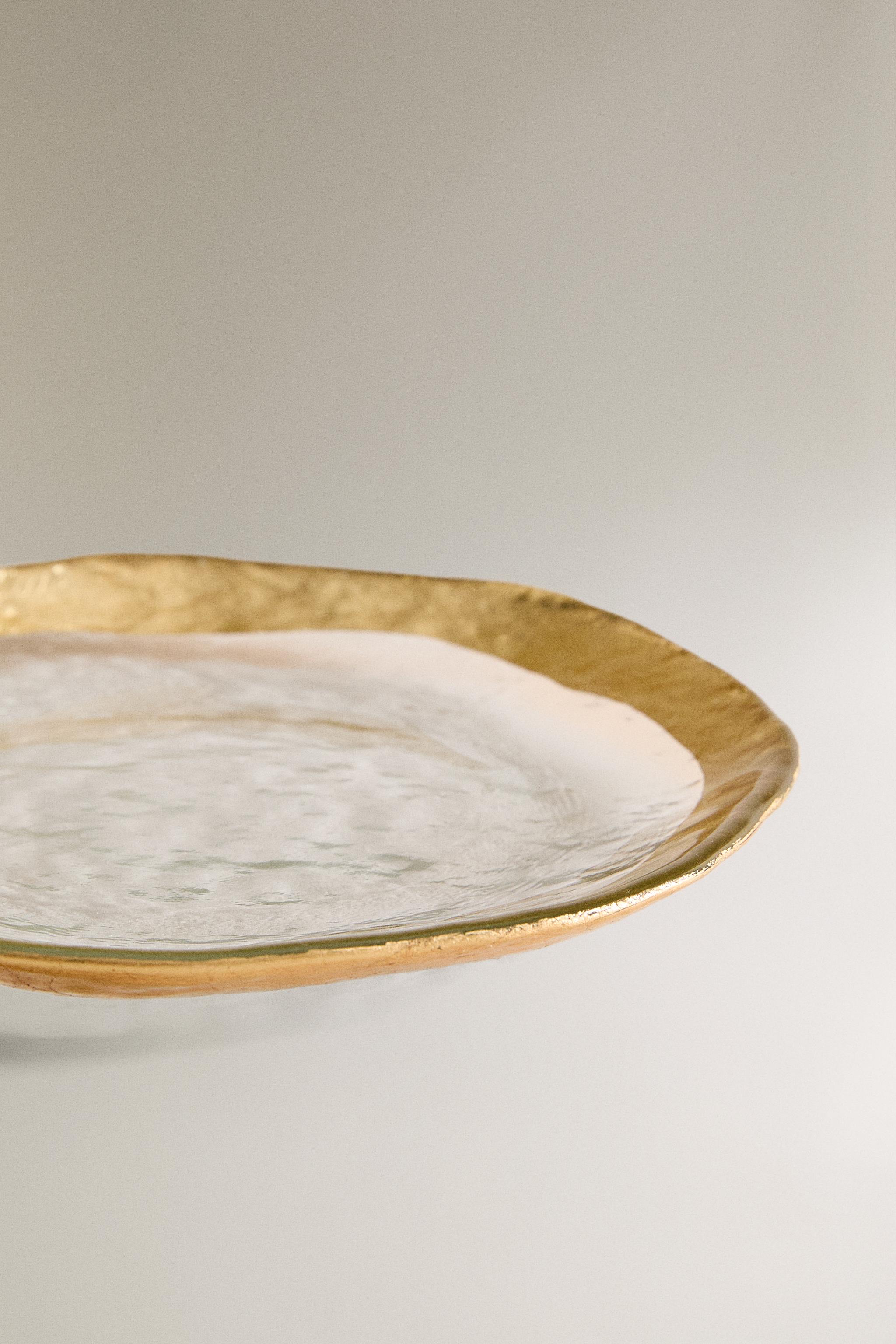 GOLD-RIMMED GLASS SIDE PLATE